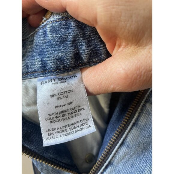 Ramy Brook Helena Denim Jumpsuit Light Wash Short Sleeve Zip Wide Leg Size 24 - Picture 9 of 11